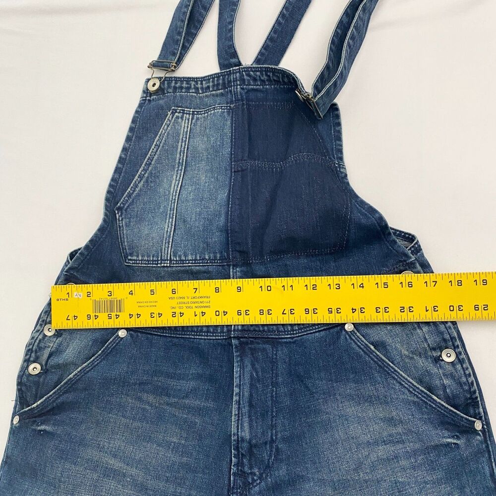 Zara Man Denim Overalls Mens Medium Blue Straight Leg Distressed Cotton Workwear - Picture 11 of 14